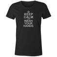 thumbnail image 1 of 9 Crowns Tees Keep Calm And Wash Your Hands Funny Virus T-Shirt (Juniors Black, XS), 1 of 3