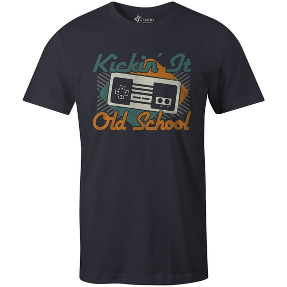 9 Crowns Tees Kickin' It Old School Vintage Game Console T-Shirt (Unisex Navy, 3XL)