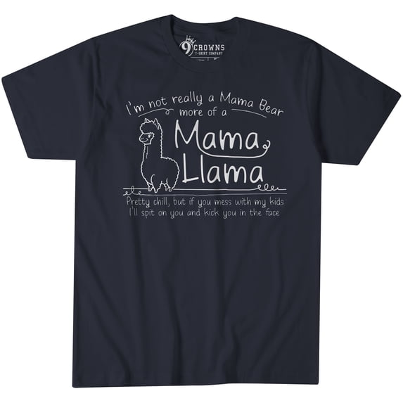 9 Crowns Tees Mama Llama Cute Funny Mom Gift T-Shirt (Unisex Navy, Medium)