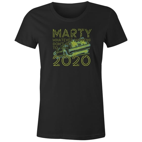 9 Crowns Tees Marty Don't Go To 2020 Funny Graphic T-Shirt (Juniors Black, XS)