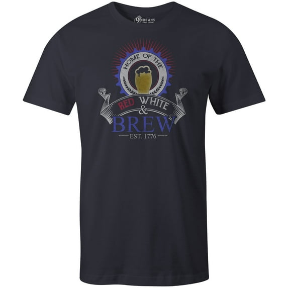 9 Crowns Tees Men's 4th of July USA Independence Day T-Shirt (Brew-navy, XX-Large)