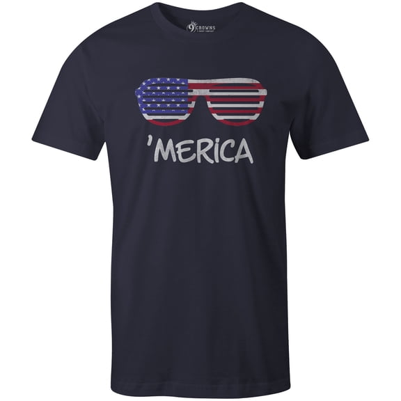 9 Crowns Tees Men's 4th of July USA Independence Day T-Shirt (Merica-navy, Small)