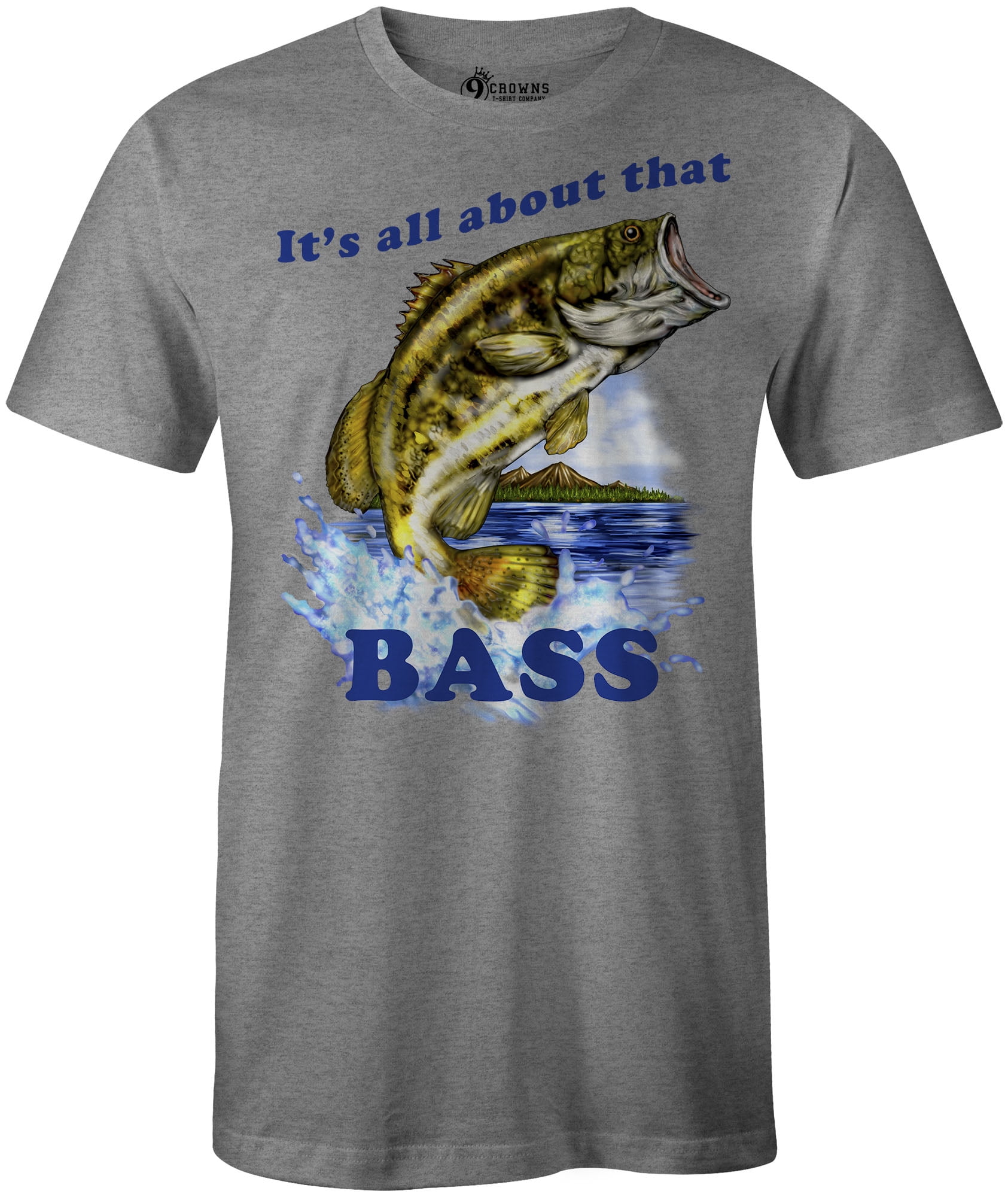 9 Crowns Tees Men's All About That Bass Funny Fishing T-Shirt