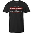 thumbnail image 1 of 9 Crowns Tees Men's Antisocial Funny Sarcastic T-Shirt (Black, Small), 1 of 2