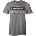 thumbnail image 1 of 9 Crowns Tees Men's Antisocial Funny Sarcastic T-Shirt (Heather Gray, X-Large), 1 of 2