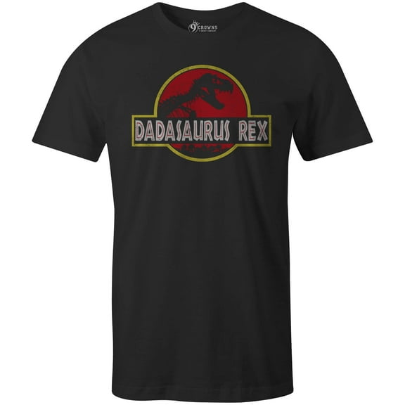 9 Crowns Tees Men's Dadasaurus Tee (Dadasaurus-black, Large)