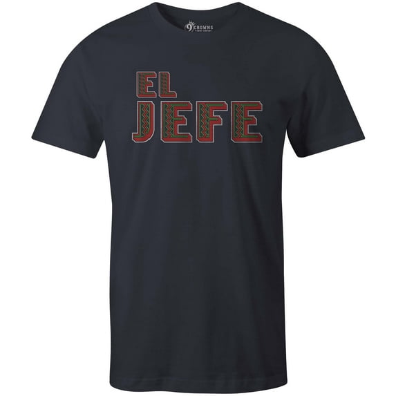 9 Crowns Tees Men's El Jefe T-Shirt (Navy, Small)