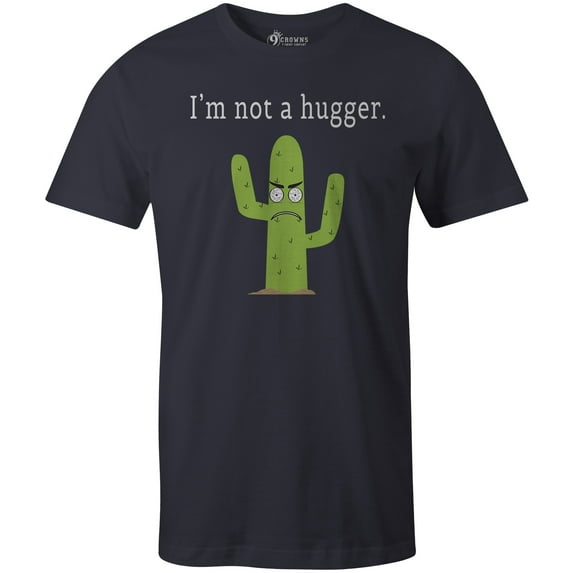 9 Crowns Tees Men's "I'm not a hugger" T-shirt (Medium, Unisex Navy)