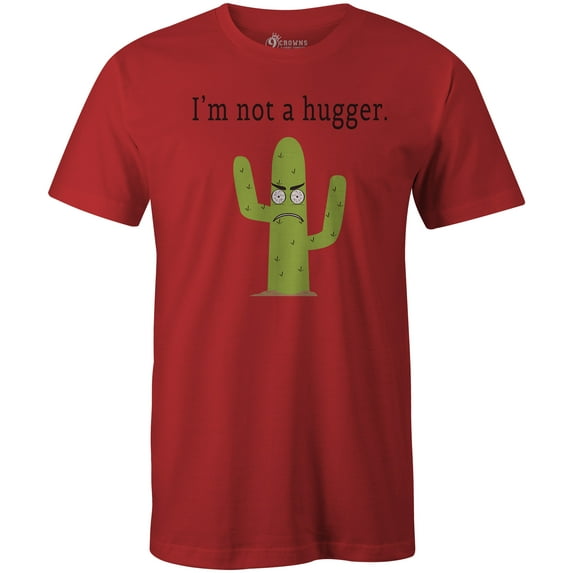9 Crowns Tees Men's "I'm not a hugger" T-shirt (Small, Unisex Red)