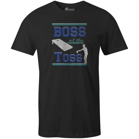 9 Crowns Tees Men's Major League Cornhole (Boss-black, Small)