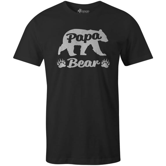 9 Crowns Tees Men's Papa Bear Shirt-PapaBear (Black, X-Large)