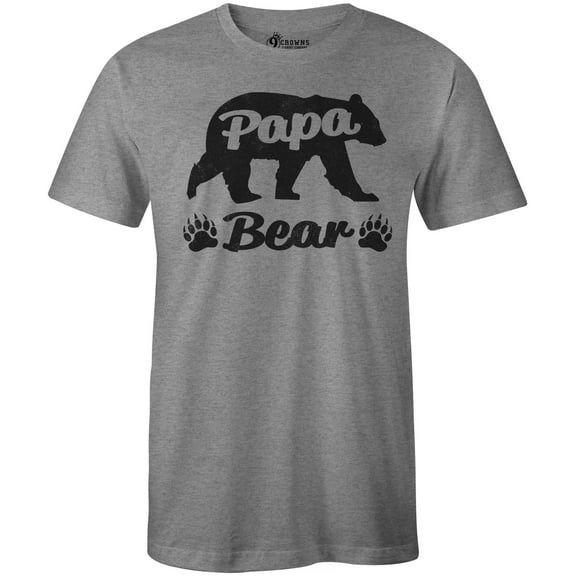 9 Crowns Tees Men's Papa Bear Shirt-PapaBear (Htrgrey, Small)