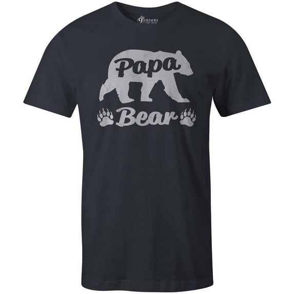 9 Crowns Tees Men's Papa Bear Shirt-PapaBear (Navy, Medium)