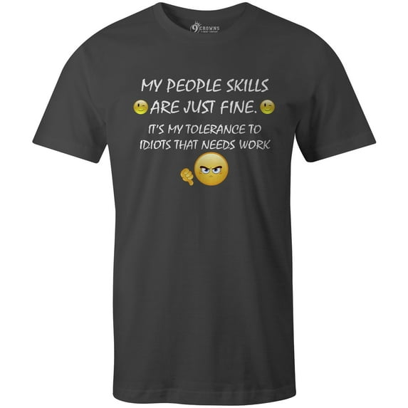9 Crowns Tees Men's People Skills Funny Sarcastic T-Shirt (Heavy Metal, Small)