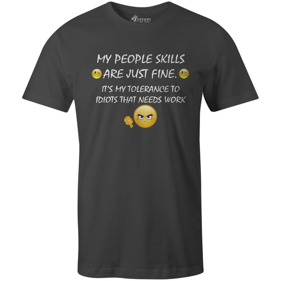 9 Crowns Tees Men's People Skills Funny Sarcastic T-Shirt (Heavy Metal, Small)