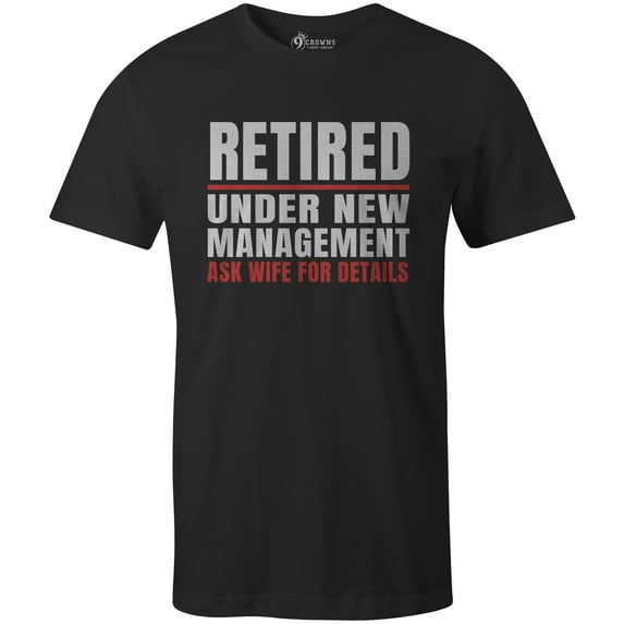 9 Crowns Tees Men's Retirement Gift Funny Graphic T-Shirts (Ask Wife - Black, Medium)