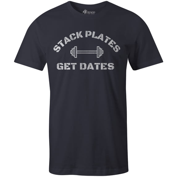 9 Crowns Tees Men's "Stack Plates" T-shirt (Unisex Navy, 3XL)