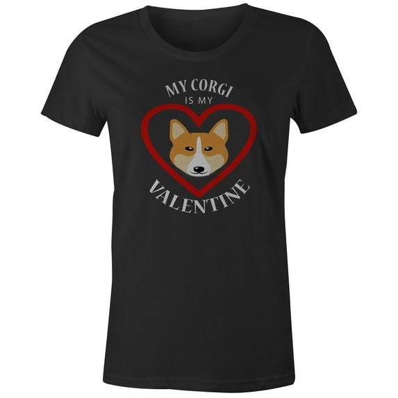 9 Crowns Tees Men's Women's My Pug is My Valentine Funny T-Shirt-Unisex (Corgi Juniors Black, Medium)