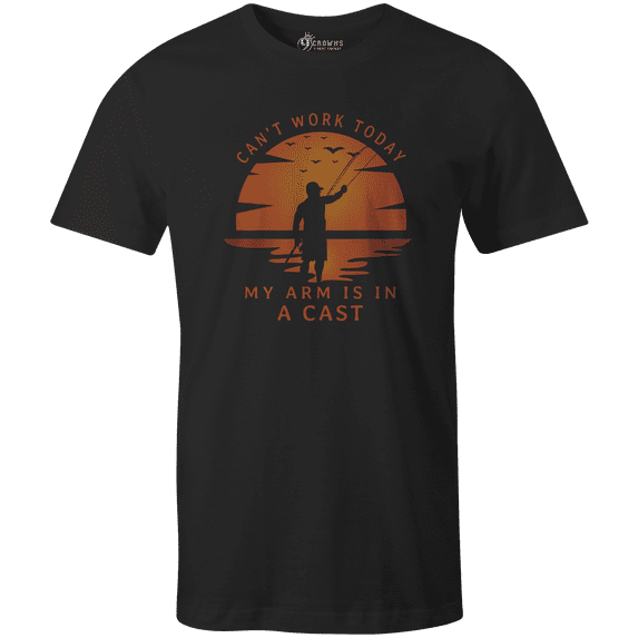 9 Crowns Tees Mens Funny Fishing Can't Work Today T-Shirt Short Sleeve T-shirt (Cantwork-Black, X-Large)