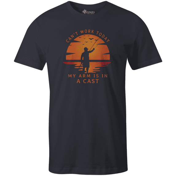 9 Crowns Tees Mens Funny Fishing Can't Work Today T-Shirt Short Sleeve T-shirt (Cantwork-Navy, 2XL)