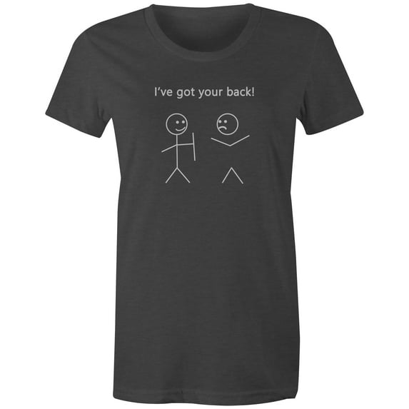 9 Crowns Tees Mens Womens Funny I've Got Your Back Stick Figure Shirt (Juniors Charcoal, Small)