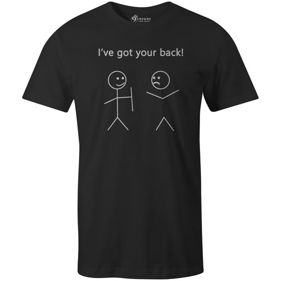 9 Crowns Tees Mens Womens Funny I've Got Your Back Stick Figure Shirt (Unisex Black, Large)