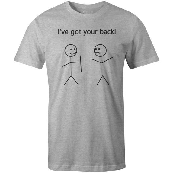 9 Crowns Tees Mens Womens Funny I've Got Your Back Stick Figure Shirt (Unisex Grey, 2XL)