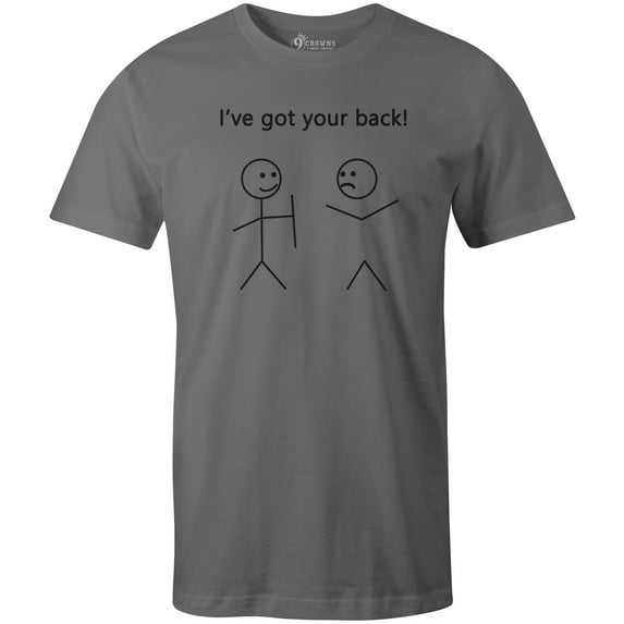 9 Crowns Tees Mens Womens Funny I've Got Your Back Stick Figure Shirt (Unisex Metal, Large)