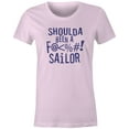 thumbnail image 1 of 9 Crowns Tees Mens Womens Shoulda Been a Sailor Funny Cursing T-Shirt (Juniors Pink, Medium), 1 of 4