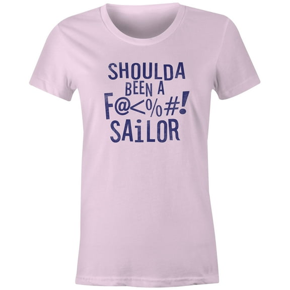 9 Crowns Tees Mens Womens Shoulda Been a Sailor Funny Cursing T-Shirt (Juniors Pink, X-Small)