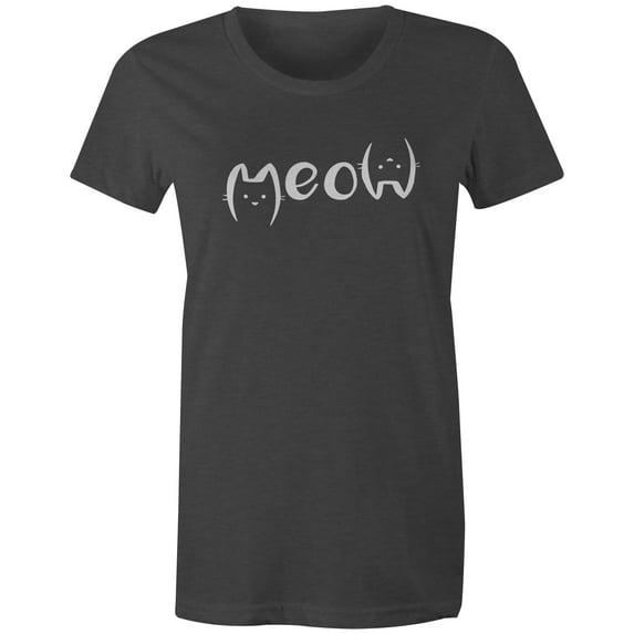 9 Crowns Tees Meow Cute Unisex Cat Graphic Shirt (Juniors Charcoal, X-Large)