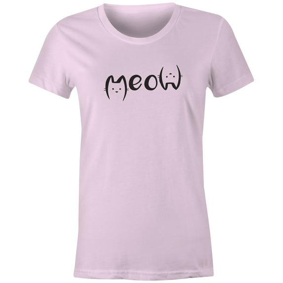 9 Crowns Tees Meow Cute Unisex Cat Graphic Shirt (Juniors Pink, Small)