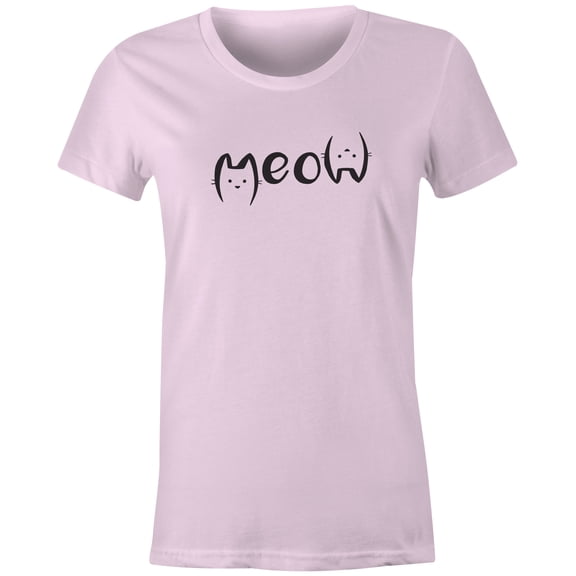 9 Crowns Tees Meow Cute Unisex Cat Graphic Shirt (Juniors Pink, XS)