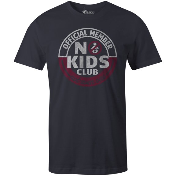 9 Crowns Tees Official Member of the No Kids Club Funny T-Shirt (Unisex Navy, Small)