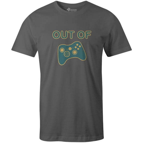 9 Crowns Tees Out Of Control Funny Console Gamer Graphic Shirt (Unisex Metal, Large)