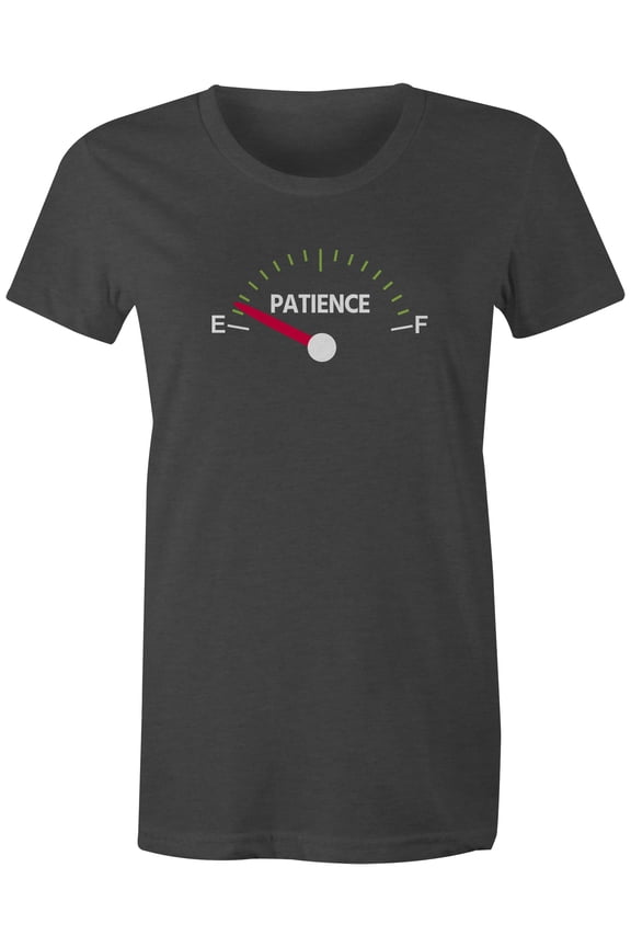 Tees Patience Low Funny Graphic Tee Shirt (Juniors Charcoal, Small)