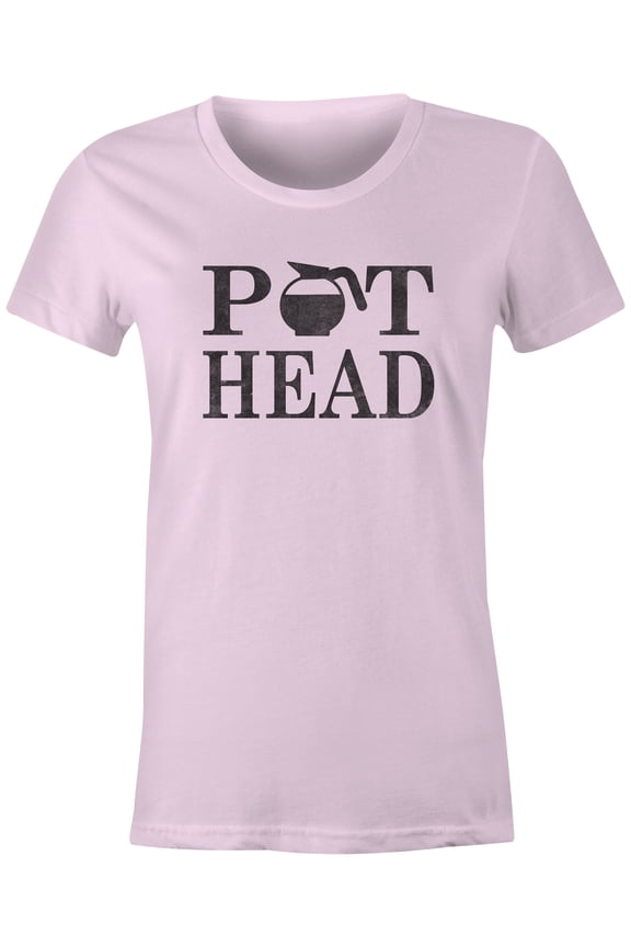 Tees Pot Head Coffee Lover's Funny Coffee Pot T-Shirt-Mens (Juniors Pink, Small)