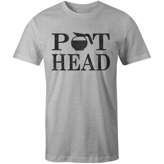 9 Crowns Tees Pot Head Coffee Lover's Funny Coffee Pot T-Shirt-Mens (Mens Htr Gray, X-Large)