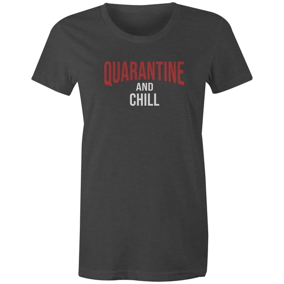 9 Crowns Tees Quarantine and Chill Men's Women's Funny Printed T-Shirt (Juniors Charcoal, Medium)
