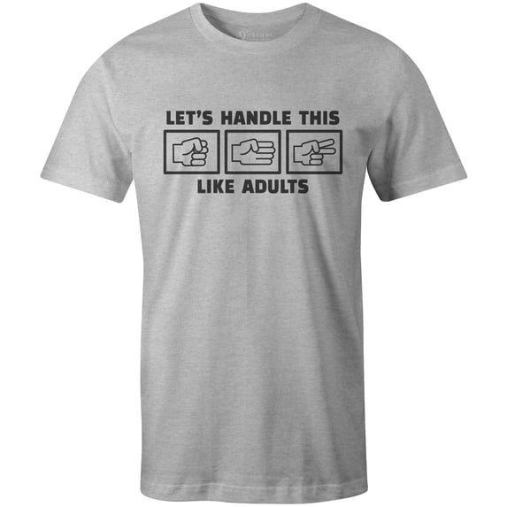 9 Crowns Tees Rock Paper Scissors Funny Sarcastic T-Shirt (Handle Unisex Grey, Medium)