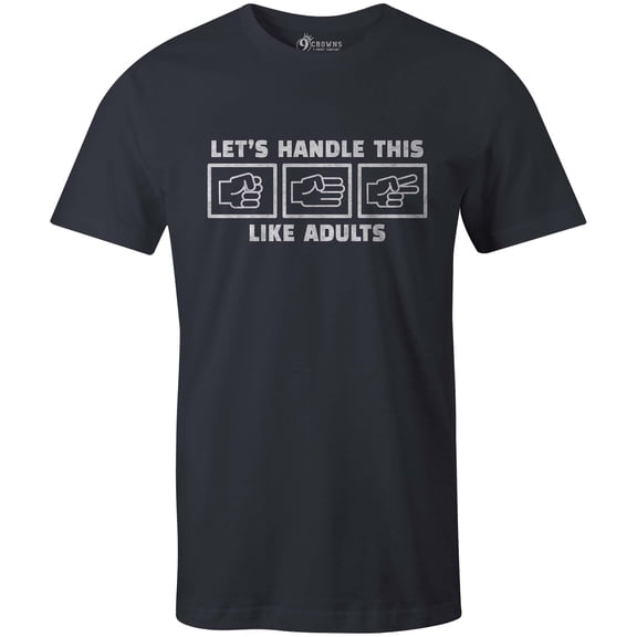 9 Crowns Tees Rock Paper Scissors Funny Sarcastic T-Shirt (Handle Unisex Navy, Small)