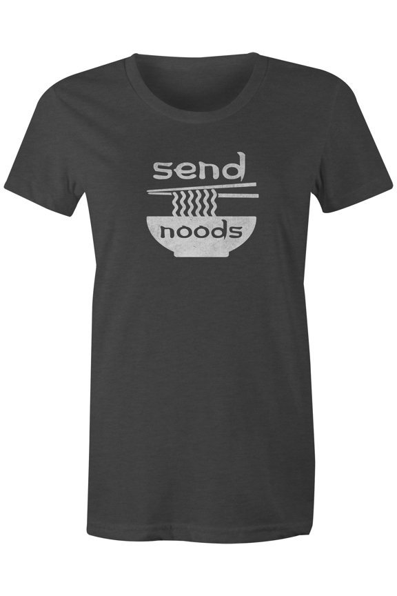 Tees Send Noods Funny Meme T-Shirt (Juniors Charcoal, Small)