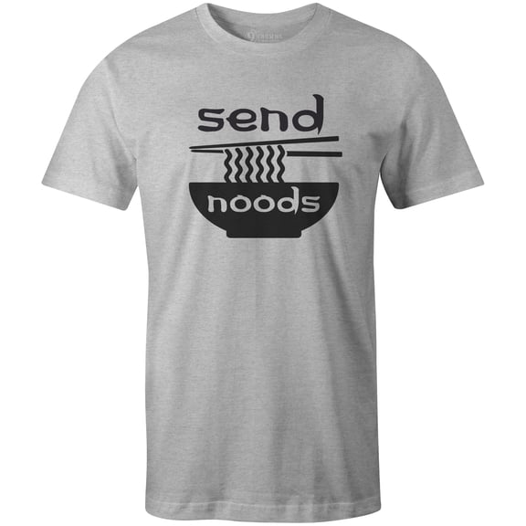 9 Crowns Tees Send Noods Funny Meme T-Shirt (Unisex Grey, Large)