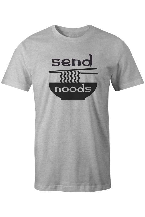 Tees Send Noods Funny Meme T-Shirt (Unisex Grey, Small)