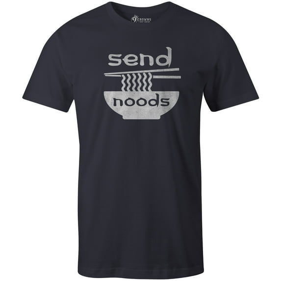 9 Crowns Tees Send Noods Funny Meme T-Shirt (Unisex Navy, Large)