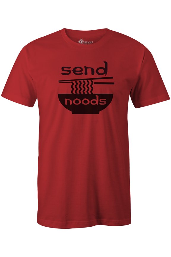 Tees Send Noods Funny Meme T-Shirt (Unisex Red, Small)