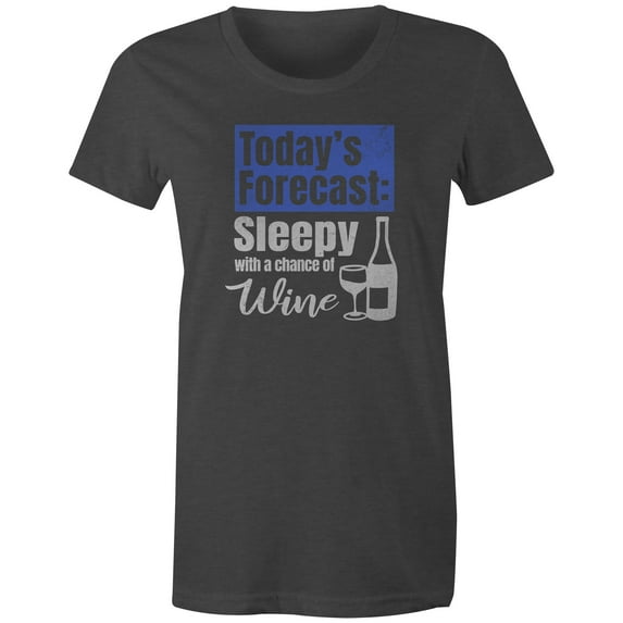 9 Crowns Tees Sleepy With A Chance Of Wine Funny T-Shirt-Unisex (Juniors Charcoal, Medium)