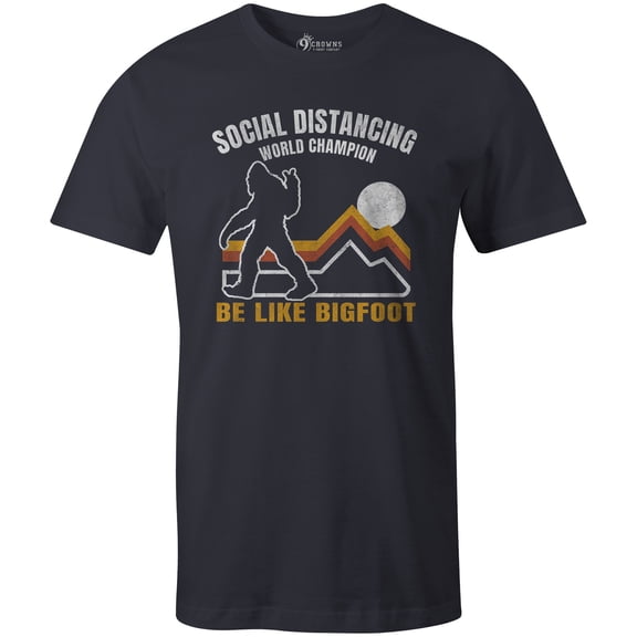 9 Crowns Tees Social Distancing Champion Funny Graphic Tee Shirt (Unisex Navy, Medium)