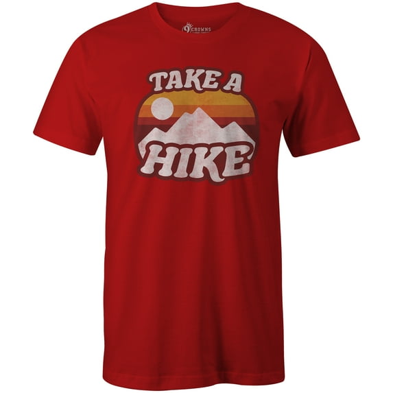 9 Crowns Tees Take a Hike Funny Hiking Enthusiast T-Shirt (Unisex Red, X-Large)
