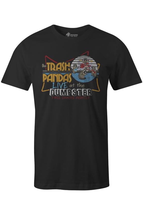 Tees Trash Pandas Funny Racoon Concert Tee (Unisex Black, Small)